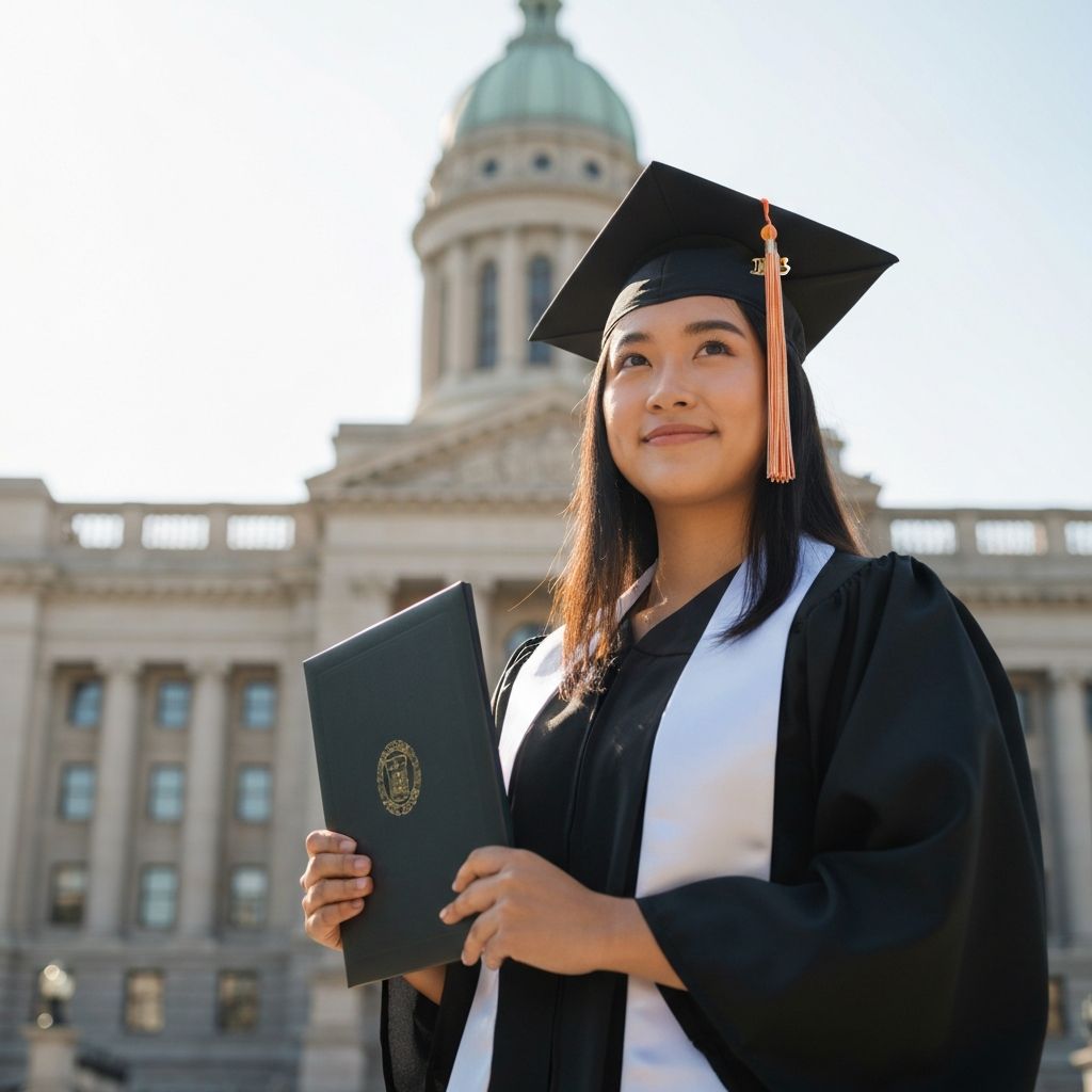 Graduate student celebrating educational achievement